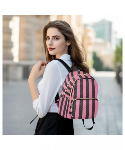 Pink Black Stripes Backpack Purse for Women Fashion Small Mini Backpack Daypacks Purse Back Pack Weekend Bag,M Small $20.29 B...