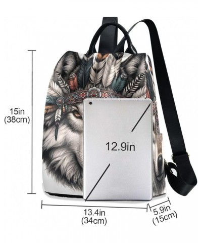 Night House 2024 Women Backpack Purse Anti Theft Back Zipper Design Travel Bag Wolf Face Boho $19.79 Backpacks