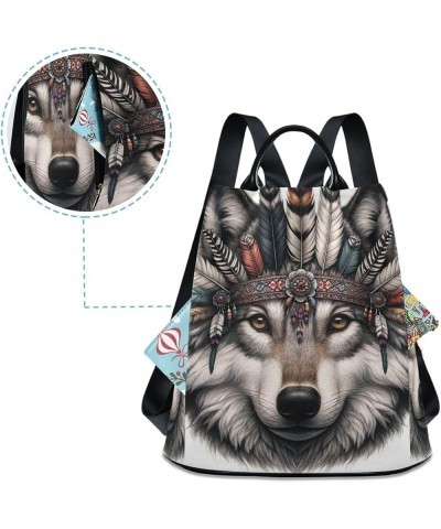 Night House 2024 Women Backpack Purse Anti Theft Back Zipper Design Travel Bag Wolf Face Boho $19.79 Backpacks