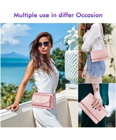 Crossbody Bag for Women Cellphone Little Purse with Credit Card Slots Lightweight Leather Wristlet Wallet Plus Size Pink $15....