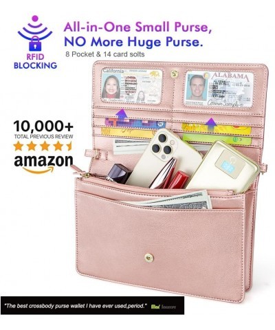 Crossbody Bag for Women Cellphone Little Purse with Credit Card Slots Lightweight Leather Wristlet Wallet Plus Size Pink $15....