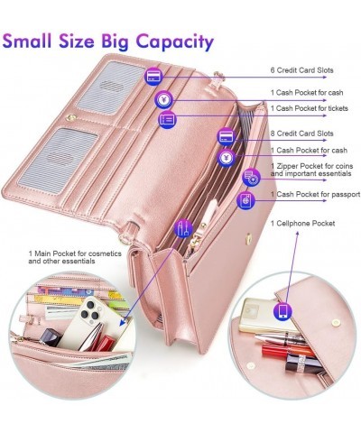 Crossbody Bag for Women Cellphone Little Purse with Credit Card Slots Lightweight Leather Wristlet Wallet Plus Size Pink $15....