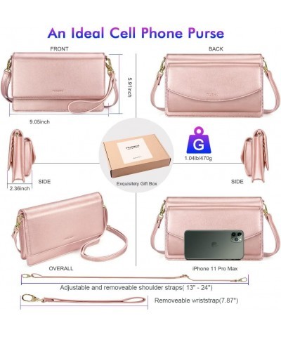 Crossbody Bag for Women Cellphone Little Purse with Credit Card Slots Lightweight Leather Wristlet Wallet Plus Size Pink $15....