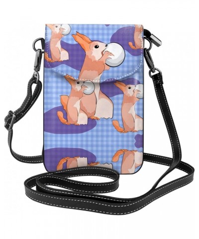 Rabbit Holding The Ball Exquisite Design Printed Leather Crossbody Phone Bag - Portable Fashion Practical Phone Protection $1...