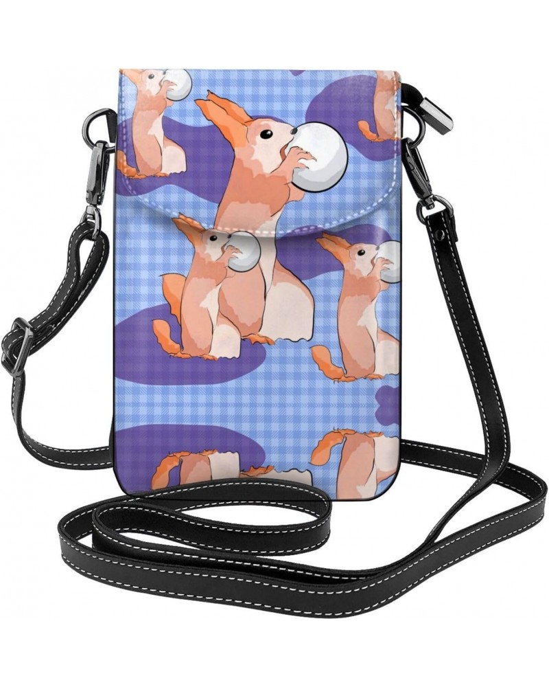 Rabbit Holding The Ball Exquisite Design Printed Leather Crossbody Phone Bag - Portable Fashion Practical Phone Protection $1...