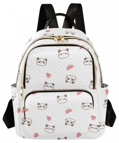 Cartoon Panda Face and Watermelon Women Backpack Purse Shoulder Bag Color Small $16.17 Backpacks