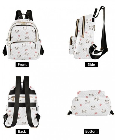 Cartoon Panda Face and Watermelon Women Backpack Purse Shoulder Bag Color Small $16.17 Backpacks