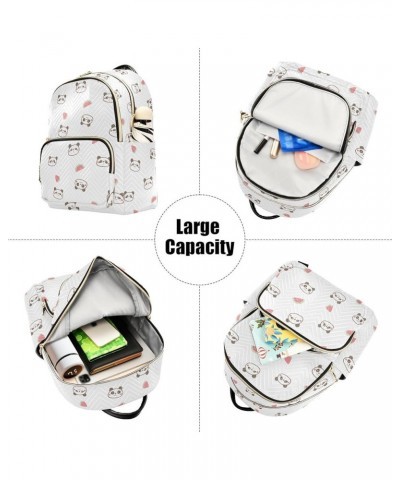 Cartoon Panda Face and Watermelon Women Backpack Purse Shoulder Bag Color Small $16.17 Backpacks