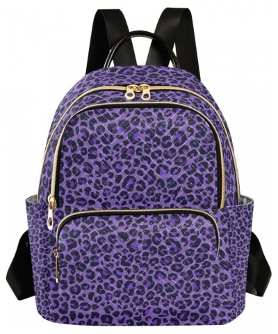 Women Backpack Purple Leopard Print Cute Anti-Theft Travel Backpack with Luggage Belt Durable Lightweight Handbag Lady Purse ...