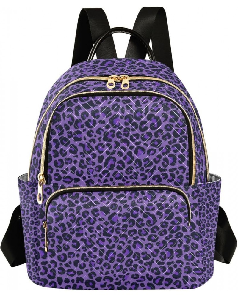 Women Backpack Purple Leopard Print Cute Anti-Theft Travel Backpack with Luggage Belt Durable Lightweight Handbag Lady Purse ...