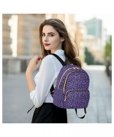 Women Backpack Purple Leopard Print Cute Anti-Theft Travel Backpack with Luggage Belt Durable Lightweight Handbag Lady Purse ...