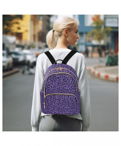 Women Backpack Purple Leopard Print Cute Anti-Theft Travel Backpack with Luggage Belt Durable Lightweight Handbag Lady Purse ...