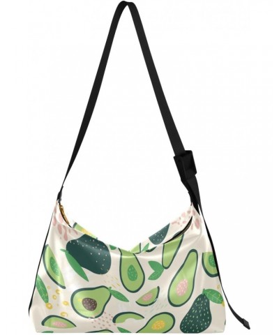 Doodle Avocado Hobo Crossbody Bags for Women Leather Large Shoulder Bag Cross Body Abstract Fruits Slice Trendy Womens Tote B...