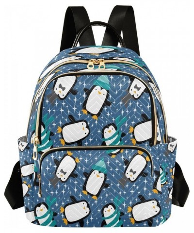 Winter Kawaii Penguin Pattern Mini Backpack Purse for Women, Cute Travel Backpack Fashion Backpack Lightweight Shoulder Bag S...