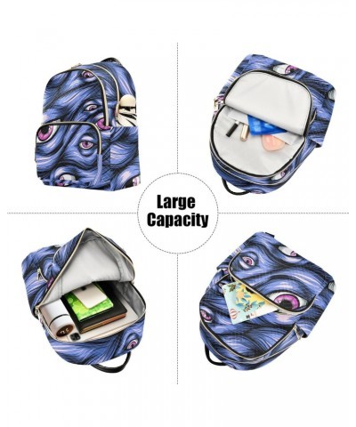 Eyes Blue Hair Fashion Backpack Purse for Women Multipurpose Casual Daypack with Multi Pockets & Secured Zipper Ladies Should...