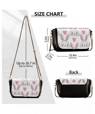 Valentines Crossbody Handbag Bunny Heart Cute PU Leather Shoulder Bag Sturdy Travel Pouch Compact Chic Bag for Women Everyday...