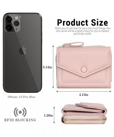 Women Wallet Compact Bifold Pocket Wallet RFID Blocking Credit Card Holder Purse with Zipper Coin Pocket (Black) Pink $11.75 ...