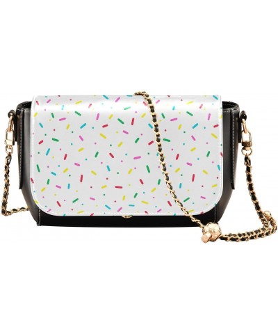 Chain Bag Colorful Sprinkles Donut Glaze Small Crossbody Bag PU Leather Shoulder Bag $17.20 Shoulder Bags