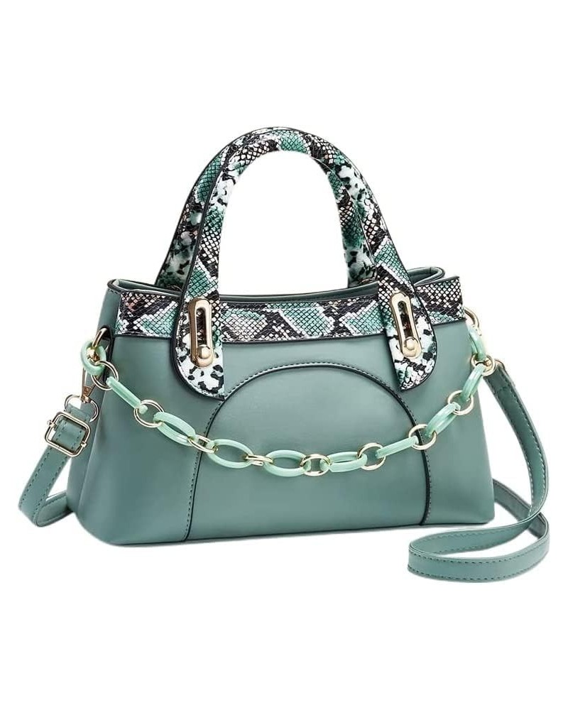 Women's Print Sling Strap Tote Fashion Classic Big Capacity Purses And Handbags Shiny Leather Tote Green $47.06 Totes