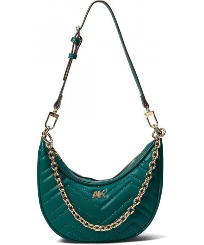 Quilted Crescent Shoulder Bag with Swag Chain Emerald $20.89 Shoulder Bags