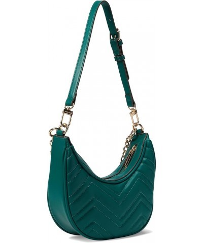 Quilted Crescent Shoulder Bag with Swag Chain Emerald $20.89 Shoulder Bags