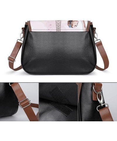 Printed Crossbody Bags Women City Leather Shoulder Bag Satchel Hobo Bags Trendy Abstract Pink Color6 $25.07 Hobo Bags