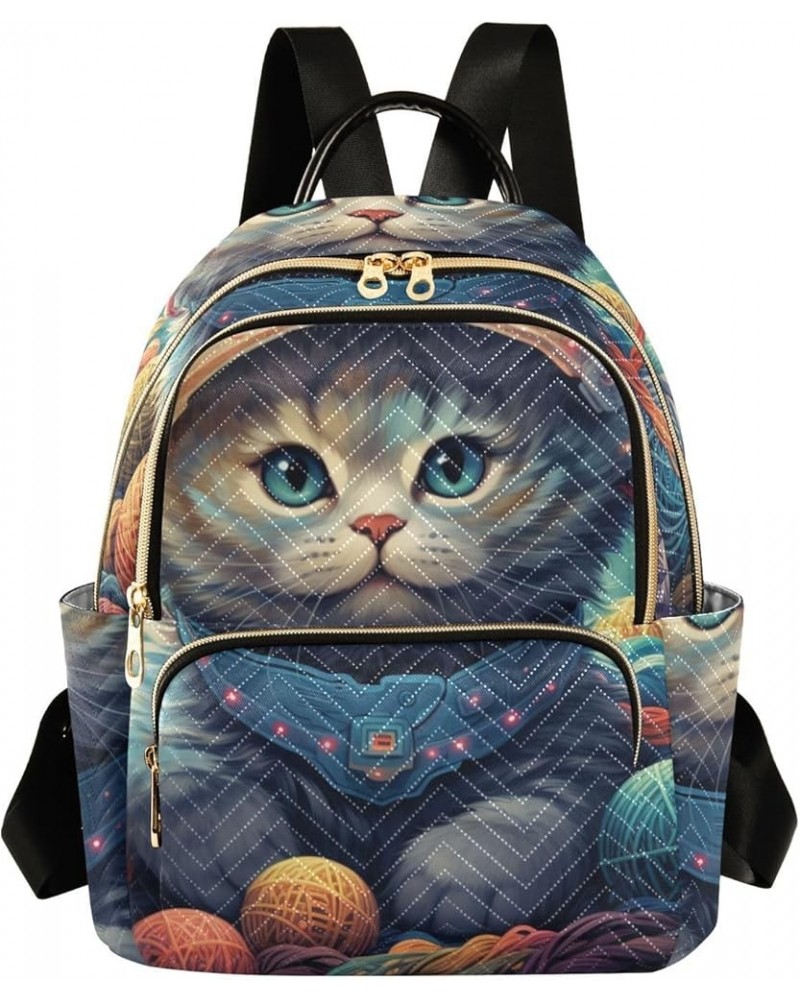 Small Fashion Backpack for Women Fantasy Cat Planet Print Ladies Travel Daypack Aesthetic Shoulder Bag 11.4×6.1×14.1 IN $17.5...