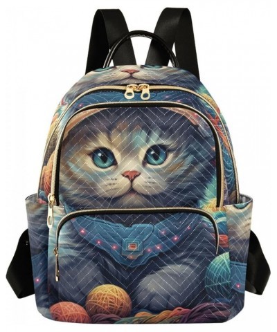 Small Fashion Backpack for Women Fantasy Cat Planet Print Ladies Travel Daypack Aesthetic Shoulder Bag 11.4×6.1×14.1 IN $17.5...