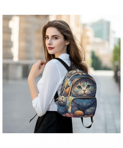 Small Fashion Backpack for Women Fantasy Cat Planet Print Ladies Travel Daypack Aesthetic Shoulder Bag 11.4×6.1×14.1 IN $17.5...