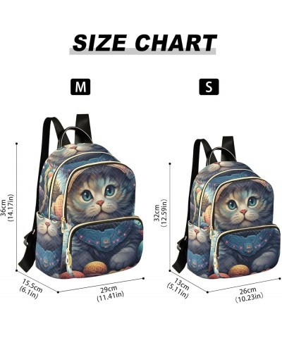 Small Fashion Backpack for Women Fantasy Cat Planet Print Ladies Travel Daypack Aesthetic Shoulder Bag 11.4×6.1×14.1 IN $17.5...