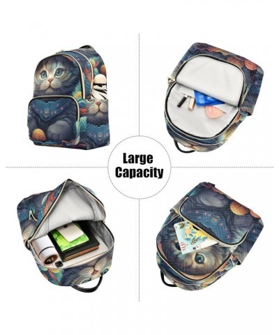 Small Fashion Backpack for Women Fantasy Cat Planet Print Ladies Travel Daypack Aesthetic Shoulder Bag 11.4×6.1×14.1 IN $17.5...