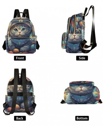 Small Fashion Backpack for Women Fantasy Cat Planet Print Ladies Travel Daypack Aesthetic Shoulder Bag 11.4×6.1×14.1 IN $17.5...