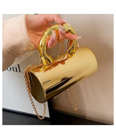 Acrylic Evening Clutch Purse Top-handle Moon Hobo Bag, Shiny Round Handbag Crossbody Bag for Wedding Parties 2024 Gold $18.89...