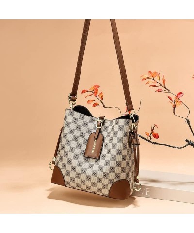 Flower Print Bucket Bag Women Handbags Fashion Shoulder Bags Brown $23.97 Shoulder Bags