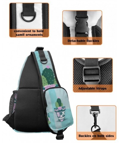 Sling Bag Crossbody Bag for Women Men Flower Poppy Blue Waterproof Hiking Backpack Lightweight Chest Shoulder Bag Daypack for...