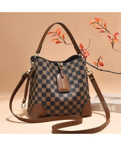 Flower Print Bucket Bag Women Handbags Fashion Shoulder Bags Brown $23.97 Shoulder Bags