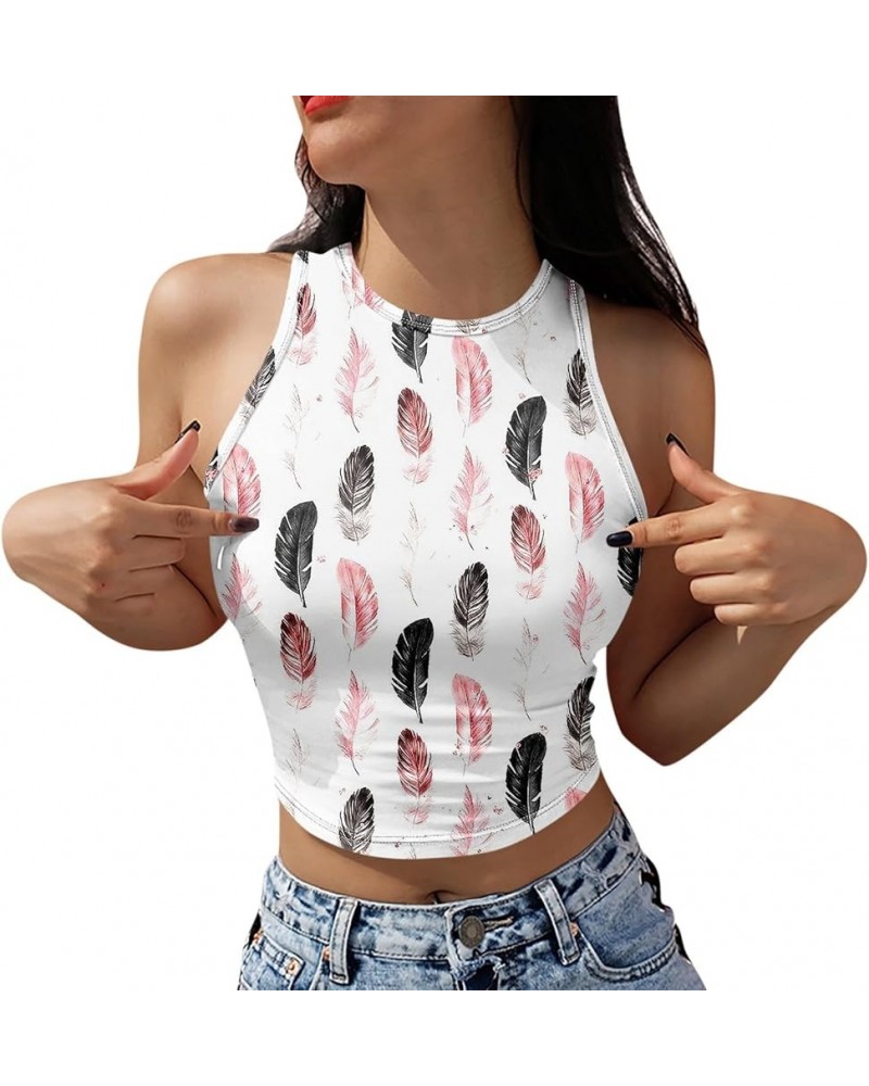 Workout Tops for Women Scoop Neck Printing Work Shirt Sleeveless Loose Fit Basic Tops 2024 Summer Tank Tops 1-white $5.23 Clo...