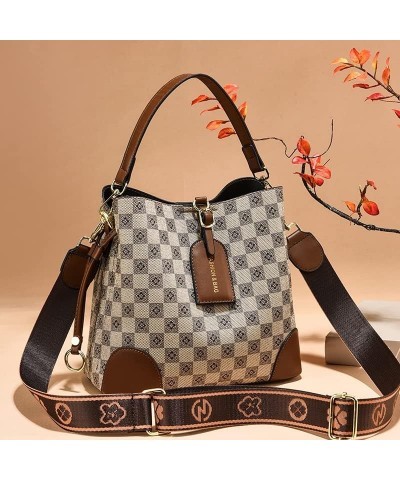 Flower Print Bucket Bag Women Handbags Fashion Shoulder Bags Brown $23.97 Shoulder Bags