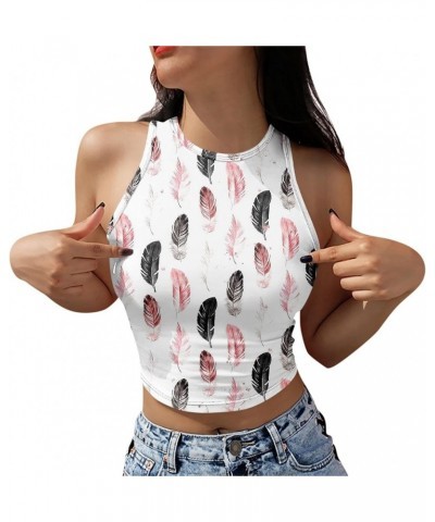 Workout Tops for Women Scoop Neck Printing Work Shirt Sleeveless Loose Fit Basic Tops 2024 Summer Tank Tops 1-white $5.23 Clo...