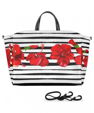 Floral Abstract Stripe Large Tote Bag Women Should Bag Extra Large Tote Bags Waterproof Big Crossbody Tote Bag with inner Poc...