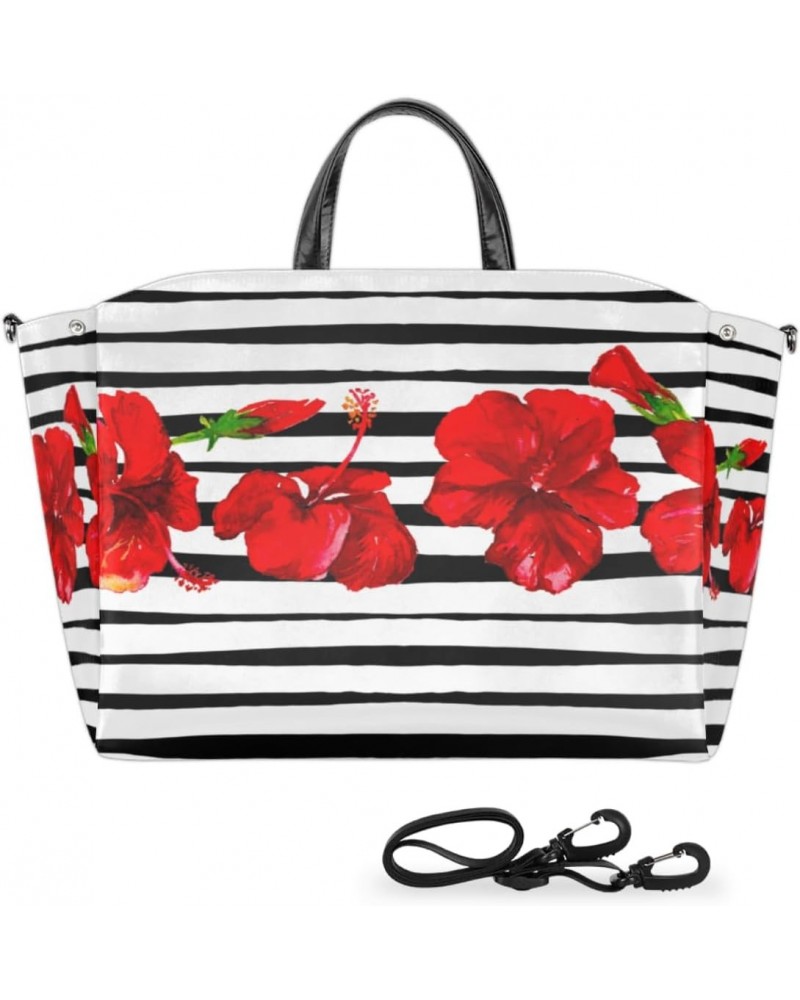 Floral Abstract Stripe Large Tote Bag Women Should Bag Extra Large Tote Bags Waterproof Big Crossbody Tote Bag with inner Poc...