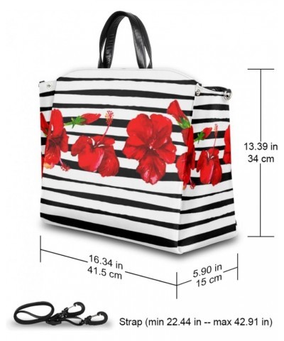 Floral Abstract Stripe Large Tote Bag Women Should Bag Extra Large Tote Bags Waterproof Big Crossbody Tote Bag with inner Poc...