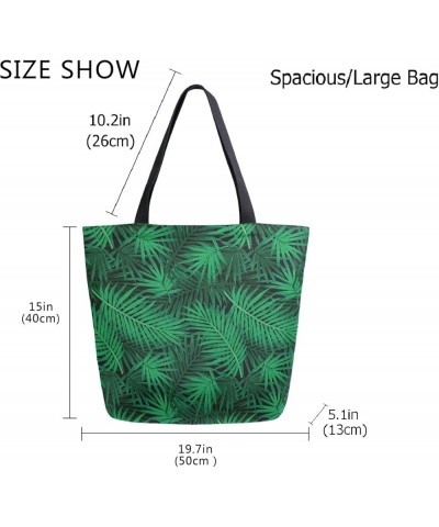 Stylish Cute Pattern Extra Large Shoulder Tote Bag for Beach Travel Weekender Gym Grocery Shopping Palm Leaves $14.93 Totes