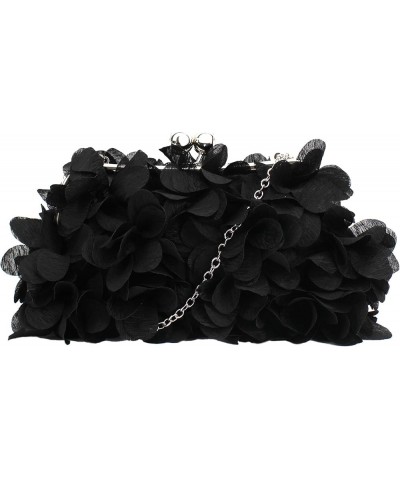 Women's Rose Clutch Handbag Messenger Purse Bag Elegant Bride Evening Party Bag 06205 Black $13.94 Evening Bags