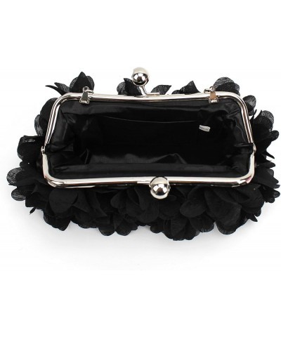 Women's Rose Clutch Handbag Messenger Purse Bag Elegant Bride Evening Party Bag 06205 Black $13.94 Evening Bags