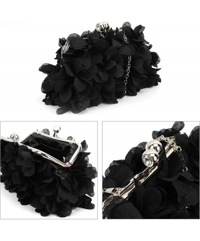 Women's Rose Clutch Handbag Messenger Purse Bag Elegant Bride Evening Party Bag 06205 Black $13.94 Evening Bags