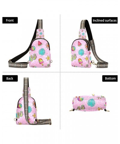 Summer Watermelon Ball Sling Bag for Women Leather Crossbody Bags Cute Chest Crossbody Backpack Cross Bags with Adjustable St...