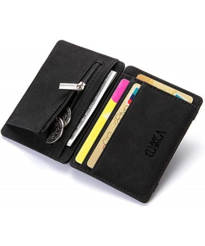 Men Male Leather Mini Small Wallets Ultra Thin Zipper Coin Purse Pouch Plastic Credit Bank Card Case Holder Brown Blue $41.18...