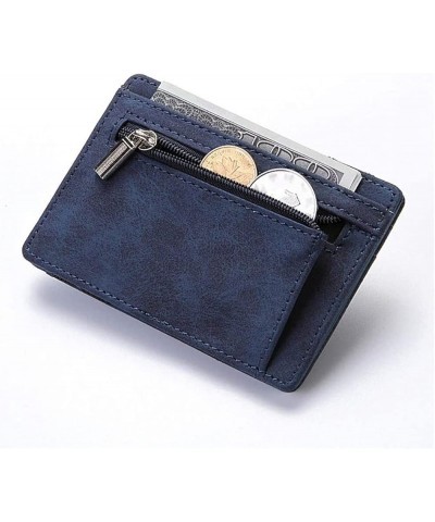 Men Male Leather Mini Small Wallets Ultra Thin Zipper Coin Purse Pouch Plastic Credit Bank Card Case Holder Brown Blue $41.18...