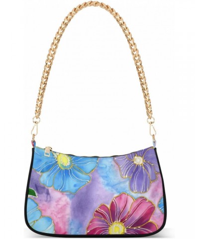 Tie Dye Shibori Print Flower Shoulder Bag Purse for Women Tote Handbag with Zipper Closure $13.64 Totes